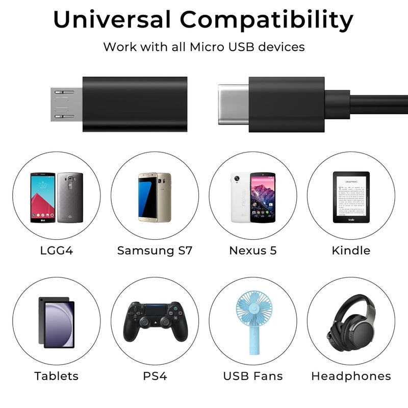 Tobfit Tobfit Micro USB to USB C Adapter for Type C Female to Micro B Male Converter QC 3.0 Data Transfer Compatible with PS4 Xbox Game Controller Spaker Driving Recorder Galaxy S7 Micro USB Devices - Image 5