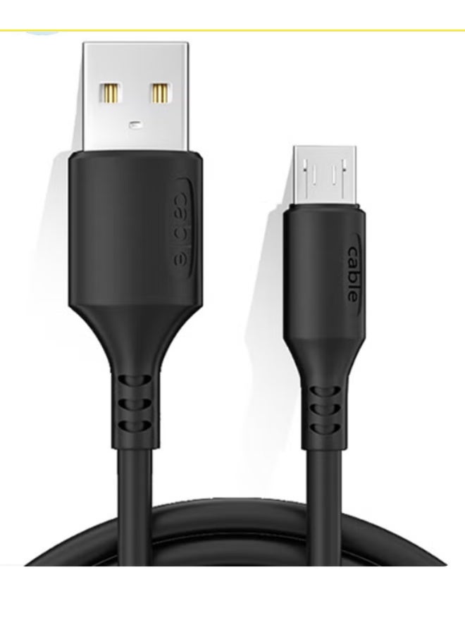كابل مايكرو يو إس بي، كابل USB للمزامنة والشحن ونقل البيانات، طوله 1 متر، متوافق مع أجهزة مايكرو يو إس بي - أسود - Image 1