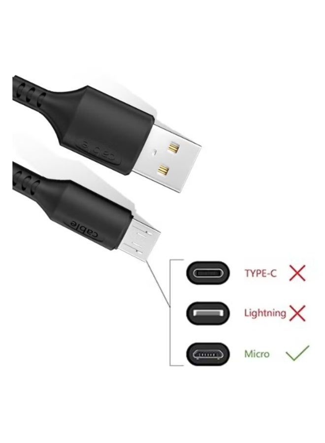 كابل مايكرو يو إس بي، كابل USB للمزامنة والشحن ونقل البيانات، طوله 1 متر، متوافق مع أجهزة مايكرو يو إس بي - أسود - Image 2