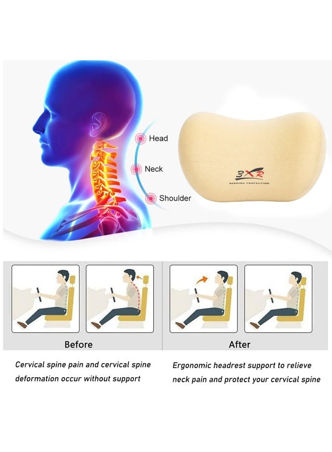 3XR Car Neck Pillow Memory Foam Headrest Cushion Ergonomic Cervical Support Pillow for Car Seat Neck Support Travel Office Chair Headrest Cushion Soft Breathable Fabric Neck Pain Relief Driving Comfort Pillow Universal Fit -5697 - Image 4