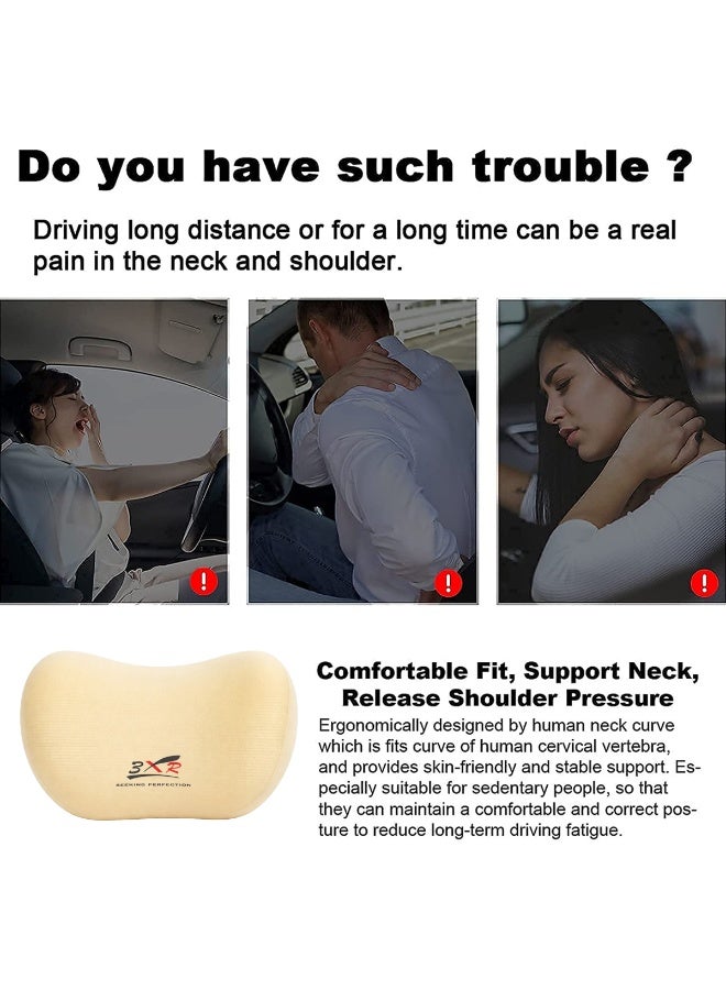 3XR Car Neck Pillow Memory Foam Headrest Cushion Ergonomic Cervical Support Pillow for Car Seat Neck Support Travel Office Chair Headrest Cushion Soft Breathable Fabric Neck Pain Relief Driving Comfort Pillow Universal Fit -5697 - Image 3
