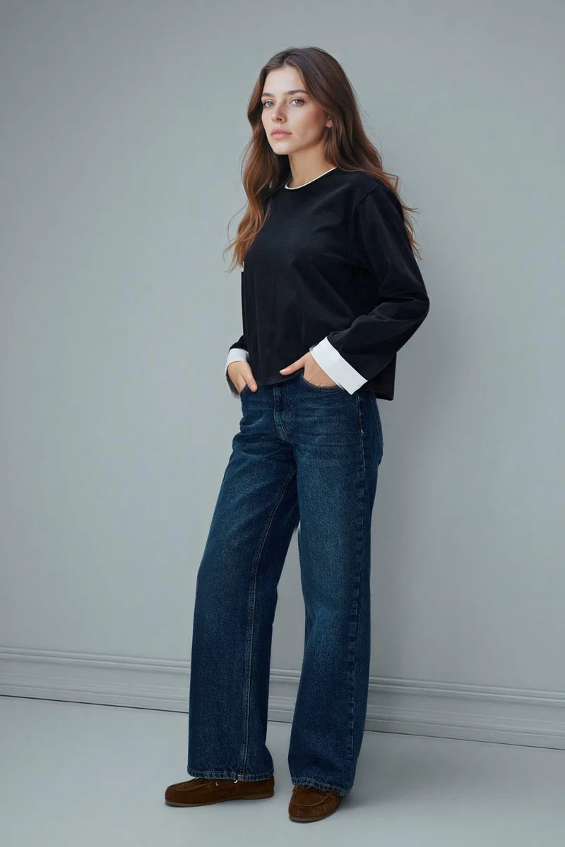 DeFacto 100% Cotton Loose Fit Long Sleeve Tunic