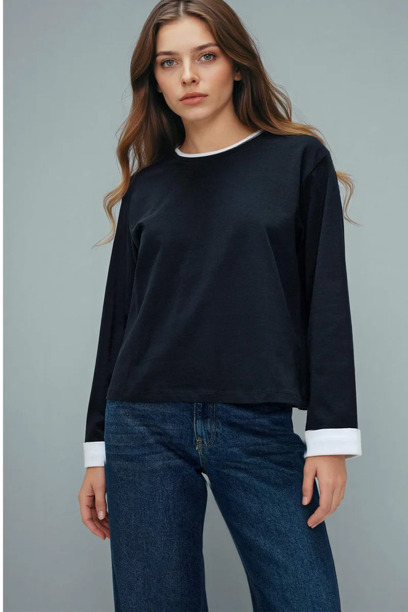 DeFacto 100% Cotton Loose Fit Long Sleeve Tunic