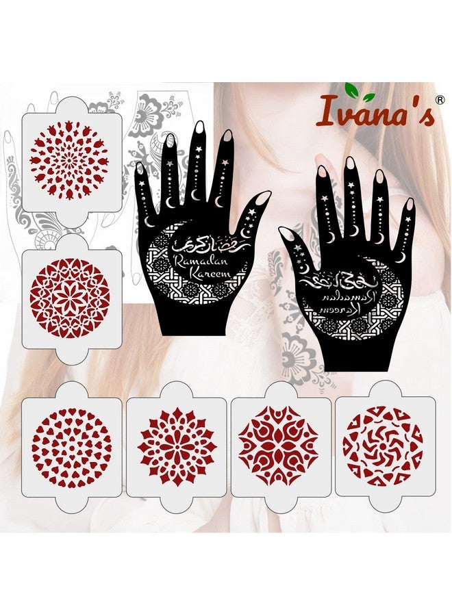 ivana's Pack Of 8 Pcs (2 Pcs Heena Stencil Tatto + 6 Pcs Laser Cut Pvc Reusable Heena Stencils), Heena Mehandi Sticker, Mehandi Stickers For Full Hand For Women, Girls And Kids, Easy To Apply, Ivh-72 - Image 4