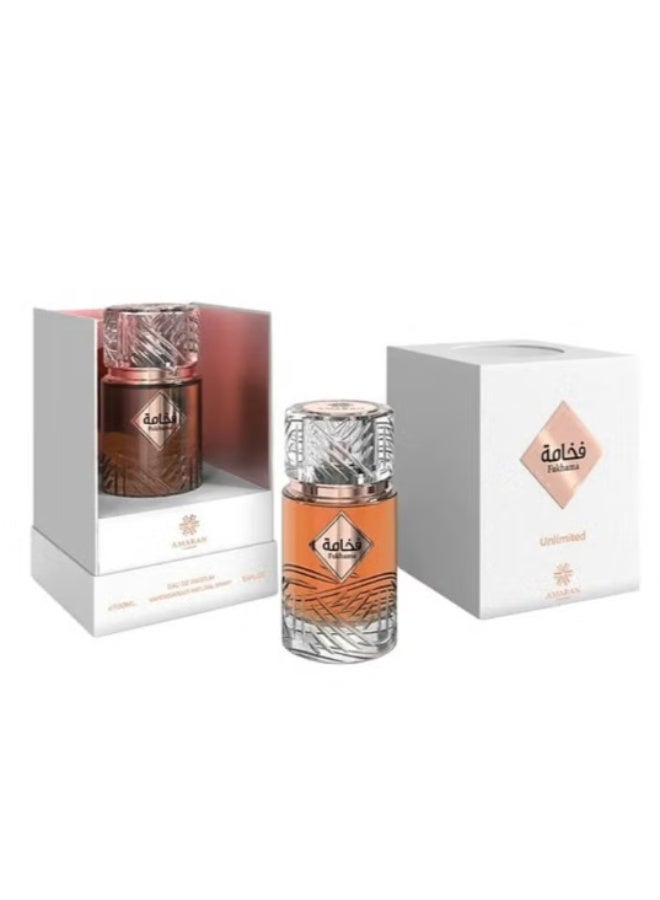 Amaran Fakhama Unlimited Eau de Parfum 100ml – Long-Lasting Luxury Unisex Fragrance | Fresh Citrus, Lavender, Honey, Cinnamon, Vanilla, Tonka Bean & Tobacco Notes | Premium EDP for Daily Wear & Special Occasions - Image 1