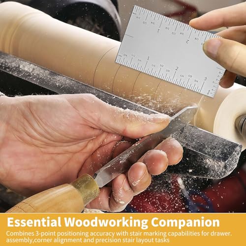 TitTees 3'' Pocket Rule Tool, Durable Stainless Square Edged Precision Ruler, Versatile & Matte Finish Woodworking Rulers w/Graduations On All Four Edges for Easy Readability, Easy-to-Use Marking Tool - Image 5