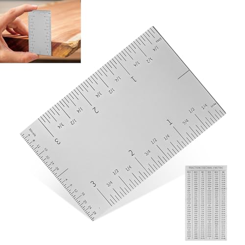 TitTees 3'' Pocket Rule Tool, Durable Stainless Square Edged Precision Ruler, Versatile & Matte Finish Woodworking Rulers w/Graduations On All Four Edges for Easy Readability, Easy-to-Use Marking Tool - Image 1