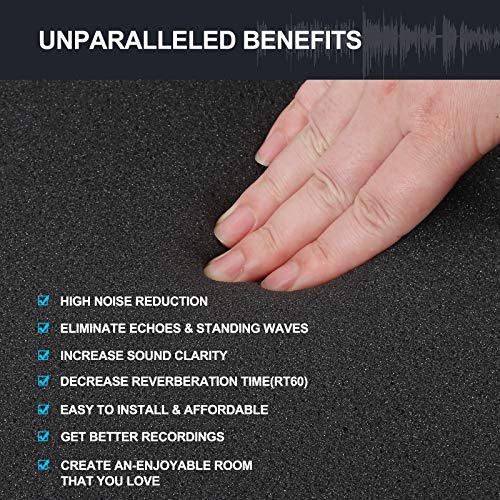 SVILINEK 60 Pack Acoustic Panel Polyurethane Foam Sound Proof Acoustic Treatment Room Kit for Absorbing Sound on Walls, 1" X 12" X 12" Sound-Proof Material for Home Studio Ceiling (60 Pack) (60PCS) - Image 5