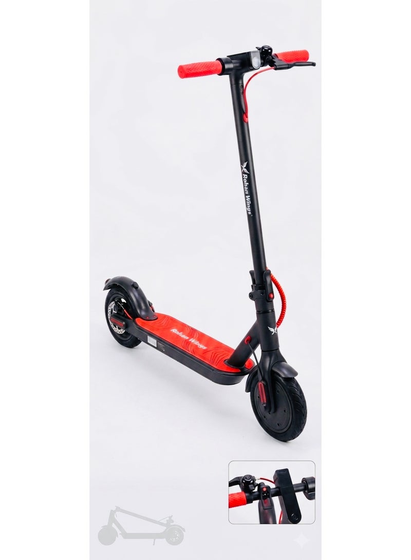Electric Scooter for Adults & Teens -350W Dual Front Suspension, Integrated LED Headlight, Hand Brake & Safety Bell | Portable Folding Commuter E-Scooter with Anti-Slip Deck (Black & Red)Range[20]Speed[60] - Image 1