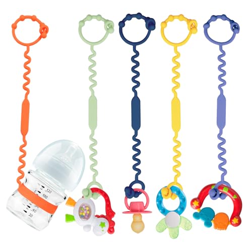 Yunaeduo Toy Straps for Baby, Silicone Toy Straps for Stroller, Toy Safety Straps for Teether Toy, Pacifier, Sippy Cup Straps, Adjustable Toy Holder for Stroller, High Chair - BPA Free (A-multi-5pk) - Image 1