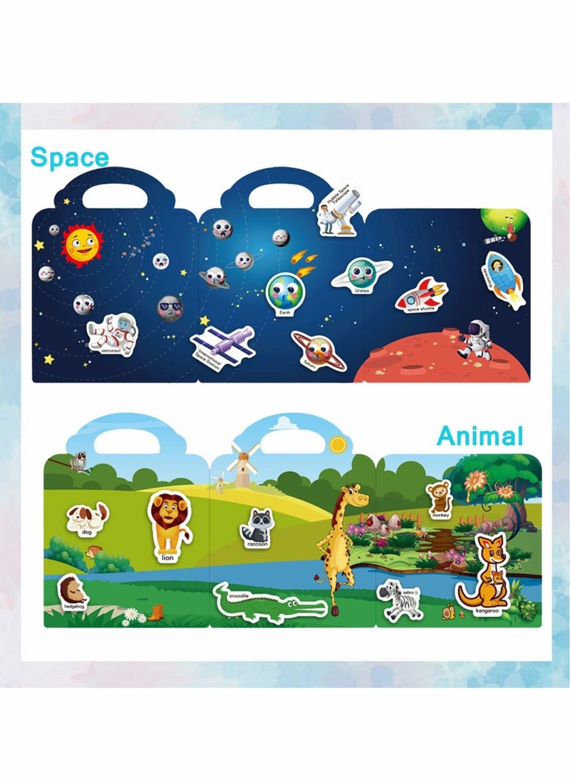 كابتن تيك Reusable Sticker Books for Toddlers 1-3, 4 Sets Sticker Activity Books for Kids 2-4, Travel Sticker Toys for Todders Educational Toys Learning Books Birthday Gifts - Image 3