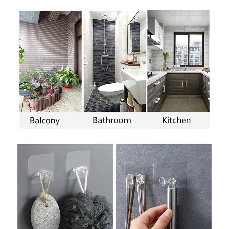 YTM YTM Plug Hook Plug Sticker Hook Multifunctional Power Plugs Socket Holder Wall Mounted Transparent Wall Storage Hanger for Keys Kitchen Items Pack of 5pcs - Image 2