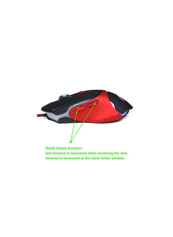 HXSJ LED Wired Gaming Mouse Red/Black - Image 4