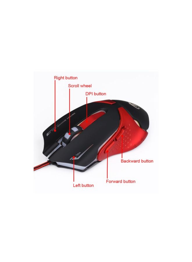 HXSJ LED Wired Gaming Mouse Red/Black - Image 5