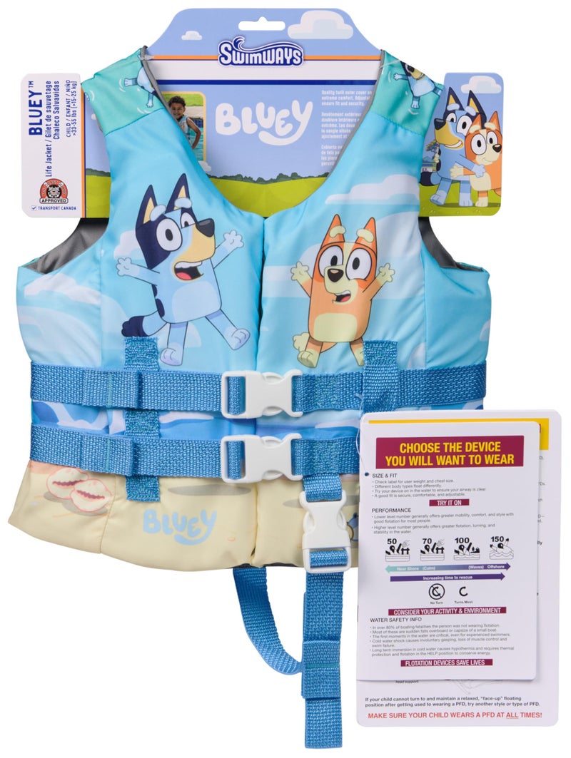 SwimWays Bluey Life Jacket US Coast Guard Approved Kids Swim Vest 3355 lbs Bluey - Image 2