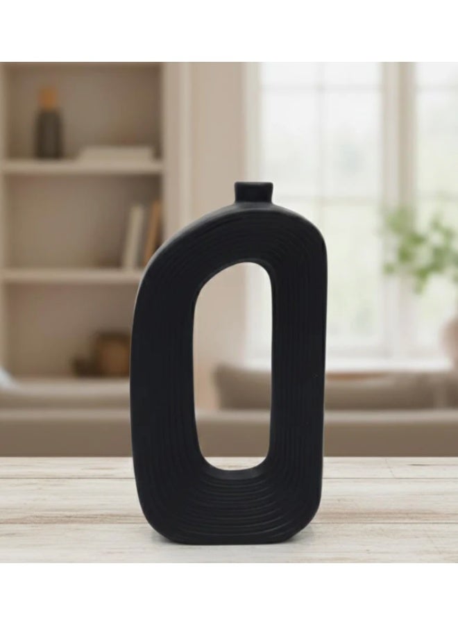 AKDC Large Black Ceramic Decorative Vase – 30×16 cm - Image 1