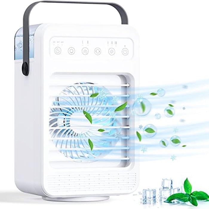DARKFISH Portable Air Conditioner Fan Mini Evaporative Air Cooler Oscillation Humidifier Timing Function Desktop Misting Fast Cooling Fan With Led Light For Room Office Camping  - Image 2