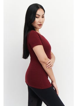 FILA Women Sportswear Fit Training Top, Maroon  - Image 2