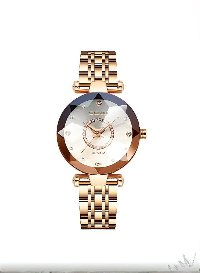 سينو ساعة نسائية "قلب المحيط النجمي" بزجاج متعدد الأوجه وحزام أنيق - Image 1