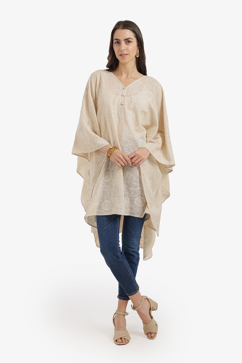 Carina Pearl-Button Embroidered Poncho - Image 5