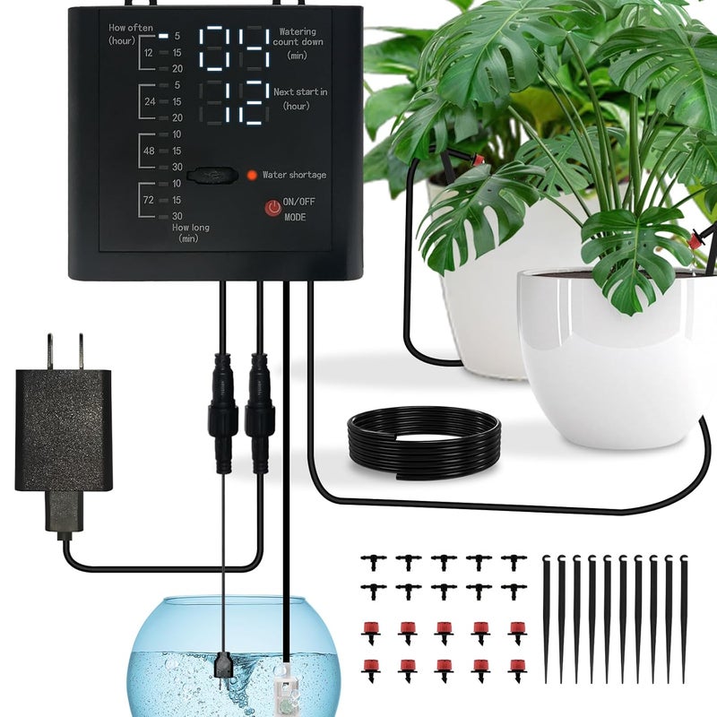 GROWBUDDY Automatic Watering System for Indoor Plants, DIY Drip Irrigation Kit with Timer for Potted Plants,Self Watering Device for Garden, Greenhouse & Vacation Plant Care (10 pots, Adjustable dripper) - Image 1