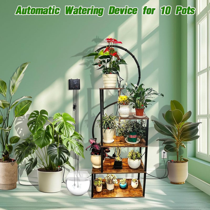 GROWBUDDY Automatic Watering System for Indoor Plants, DIY Drip Irrigation Kit with Timer for Potted Plants,Self Watering Device for Garden, Greenhouse & Vacation Plant Care (10 pots, Adjustable dripper) - Image 4
