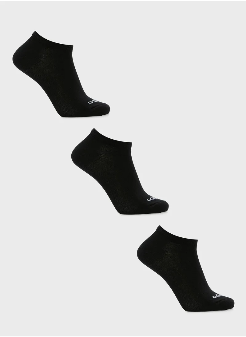 Adidas 3 Pack Thin Linear Low-Cut Socks
