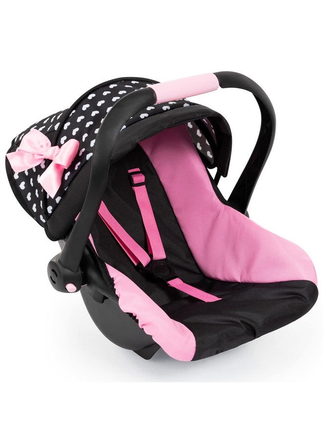 باير ديزاين دمى باير ديزاين: مقعد سيارة فاخر: قلوب باللونين الأسود والوردي - ملحق لعب تظاهري للدمى/الدمى المحشوة حتى 18 بوصة، مناسب للأعمار من 3 سنوات فما فوق، حجم كبير - Image 1