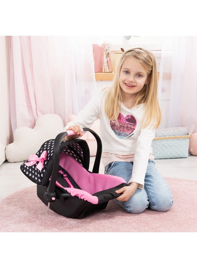 باير ديزاين دمى باير ديزاين: مقعد سيارة فاخر: قلوب باللونين الأسود والوردي - ملحق لعب تظاهري للدمى/الدمى المحشوة حتى 18 بوصة، مناسب للأعمار من 3 سنوات فما فوق، حجم كبير - Image 5