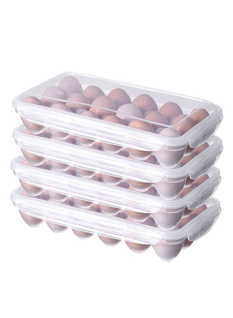 لوبيتيز 4 قطعة مغطاة رف البيض ، صندوق تخزين البيض ، رف البيض الثلاجة ، حاوية تخزين البيض السفر ، علبة البيض الثلاجة البلاستيكية ، صندوق البيض التخييم ، رف علبة البيض على شكل غير منتظم مع غطاء ، مناسبة لتخزين 72 بيض - Image 1
