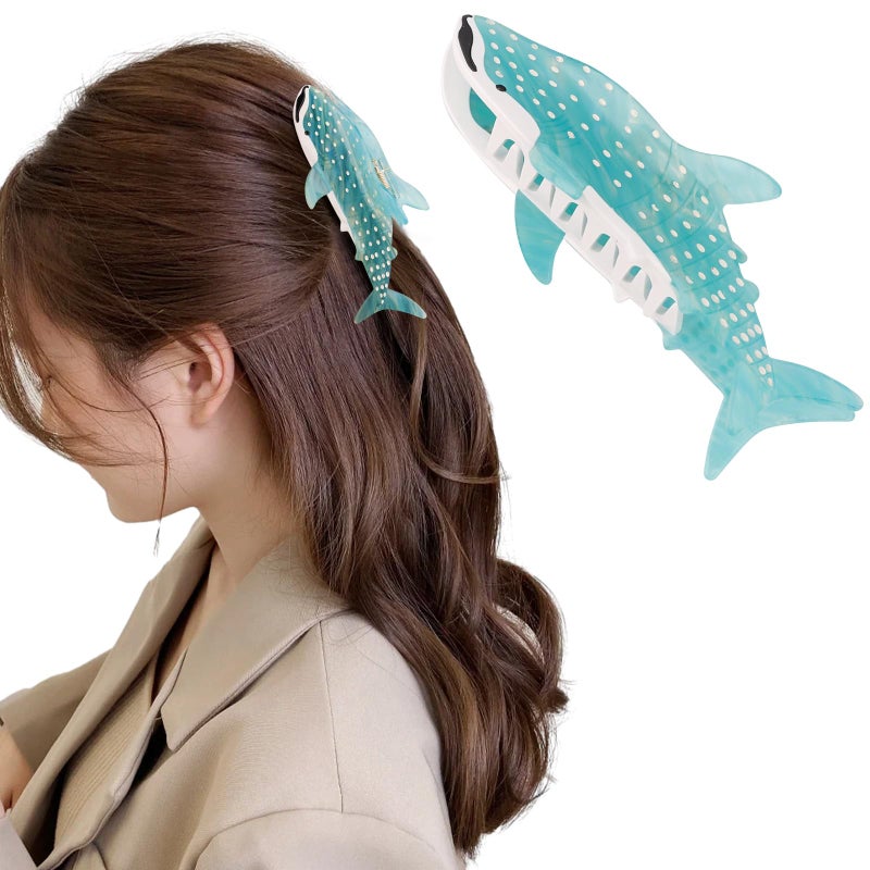 Hapdoo Whale Shark Hair Clips, Cute Ocean Sea Animal Hair Claw Clip for Women Girls, Acetate Nautical Marine Hair Accessories Gift - Image 1