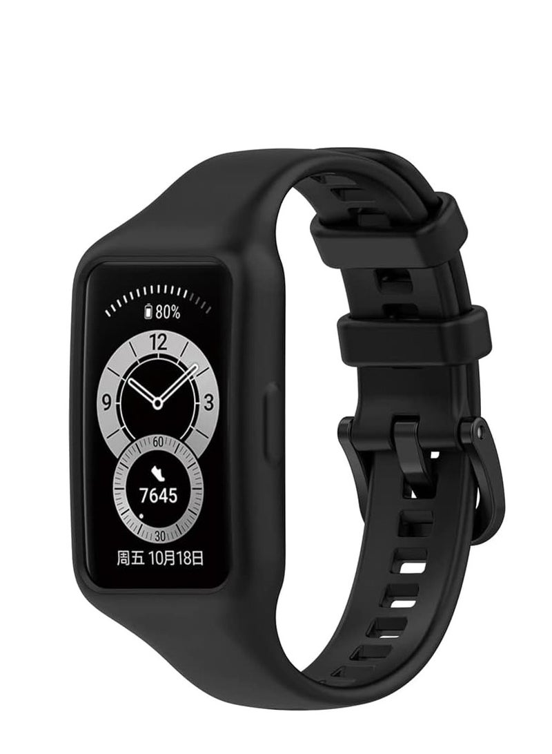 Silicone band for honor band 6/huawei band 6 (black) - Image 1