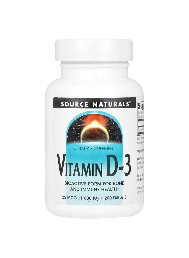 Vitamin D-3, 25 mcg (1,000 IU), 200 Tablets