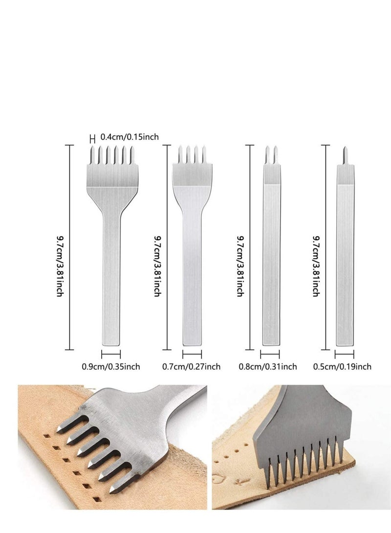 Barakah Leather Crafting Tools and Supplies: 26 Pieces Leather Working Tools Set with Groover Awl Waxed Thread Thimble Kit for Stitching Punching Cutting Sewing Leather Craft Making - Image 4