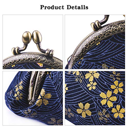 Oyachic Floral Coin Purse Vintage Wallet Canvas Clutch Make Up Bag Retro Handbag Buckle Kiss Lock Change Pouch for Women - Image 5