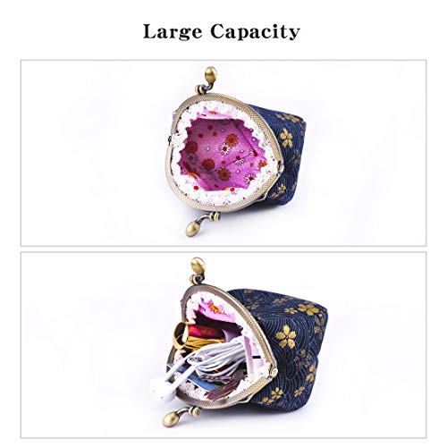 Oyachic Floral Coin Purse Vintage Wallet Canvas Clutch Make Up Bag Retro Handbag Buckle Kiss Lock Change Pouch for Women - Image 4