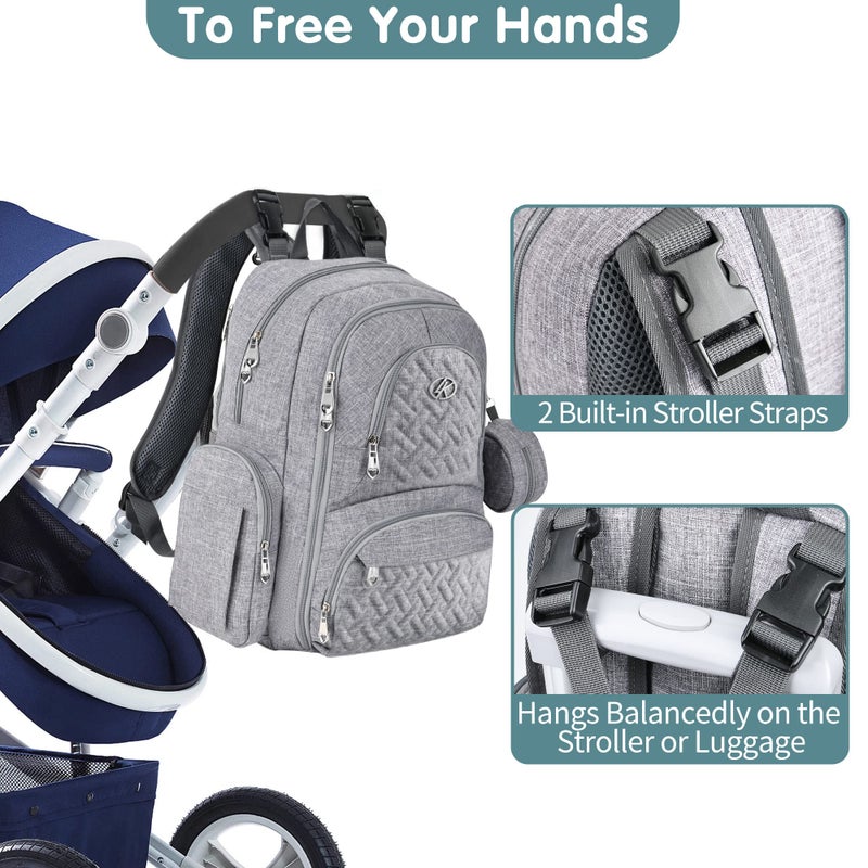 DTBG Diaper Bag Backpack, 6 in 1 Kit Baby Bags Large Travel Diaper Backpack for Boys and Girls with Washable Changing Pad, Extra Breast Insulated Cooler, Pacifier Case, Silicone Bag and Stroller Straps - Image 5