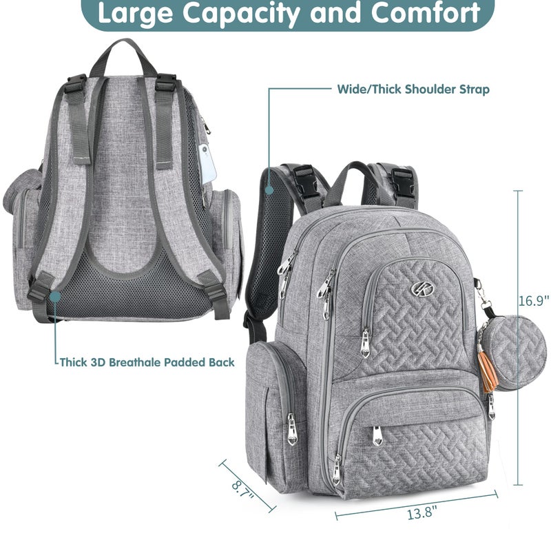 DTBG Diaper Bag Backpack, 6 in 1 Kit Baby Bags Large Travel Diaper Backpack for Boys and Girls with Washable Changing Pad, Extra Breast Insulated Cooler, Pacifier Case, Silicone Bag and Stroller Straps - Image 4