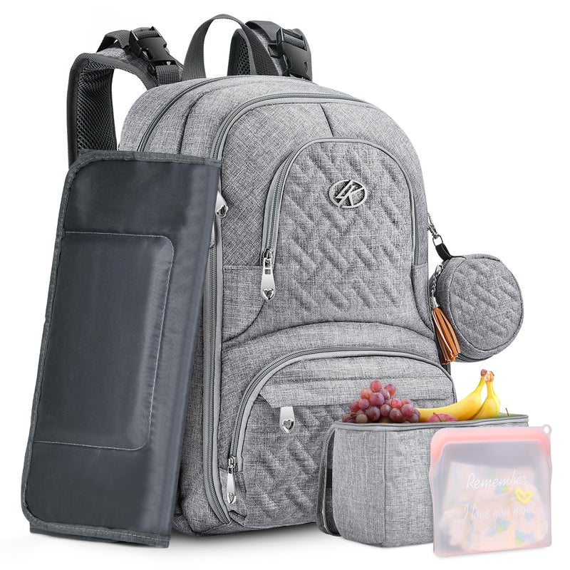 DTBG Diaper Bag Backpack, 6 in 1 Kit Baby Bags Large Travel Diaper Backpack for Boys and Girls with Washable Changing Pad, Extra Breast Insulated Cooler, Pacifier Case, Silicone Bag and Stroller Straps - Image 1