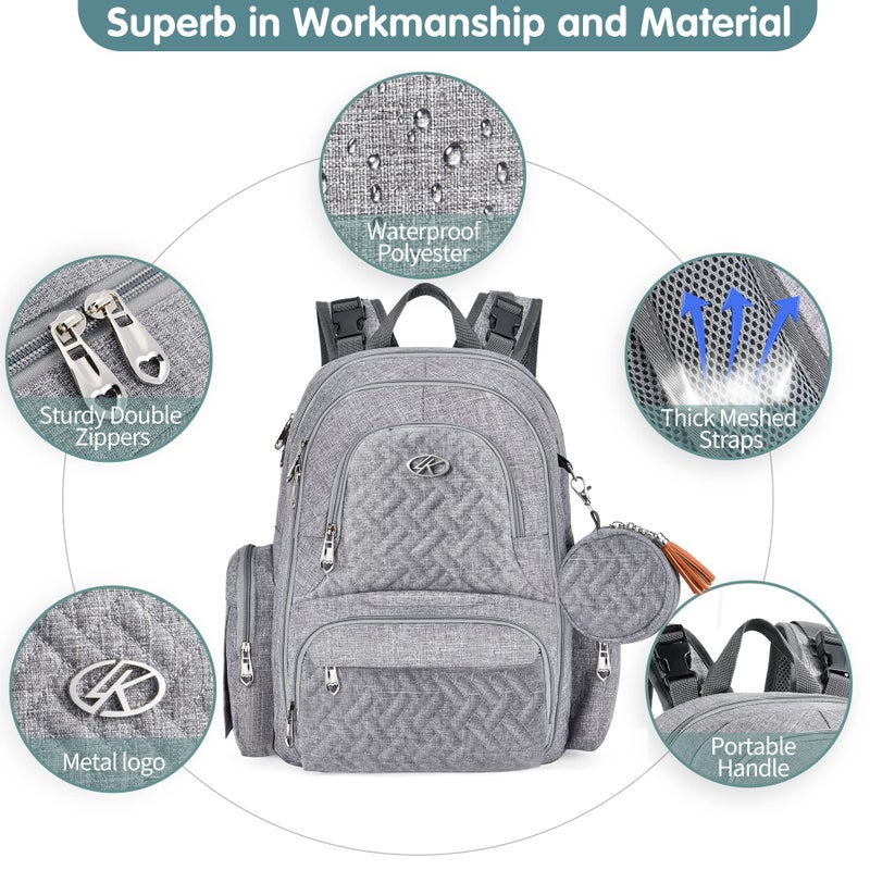 DTBG Diaper Bag Backpack, 6 in 1 Kit Baby Bags Large Travel Diaper Backpack for Boys and Girls with Washable Changing Pad, Extra Breast Insulated Cooler, Pacifier Case, Silicone Bag and Stroller Straps - Image 3