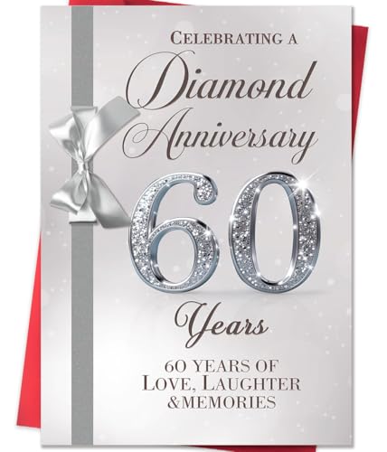 Beixian Funny 60th Anniversary Card for Women Men, Best 60 Year Wedding Anniversary Card Gift, 60th Anniversary Decorations, Happy Diamond Wedding: The most brilliant milestone in love - Image 1
