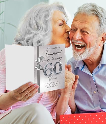 Beixian Funny 60th Anniversary Card for Women Men, Best 60 Year Wedding Anniversary Card Gift, 60th Anniversary Decorations, Happy Diamond Wedding: The most brilliant milestone in love - Image 5