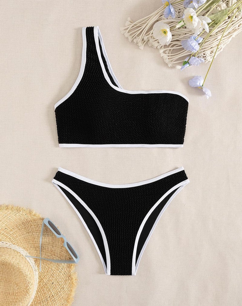 YIMISAN Womens Bikini Sets One Shoulder Top with Low Waisted Tankini Two Piece Bathing Suit - Image 4