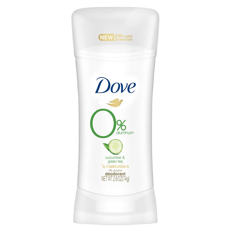 Dove 0% Aluminum Deodorant for Women Â¼ Moisturizers Cucumber & Green Tea with 24-Hour Odor Protection,2.6 Ounce (Pack of 3) - Image 1