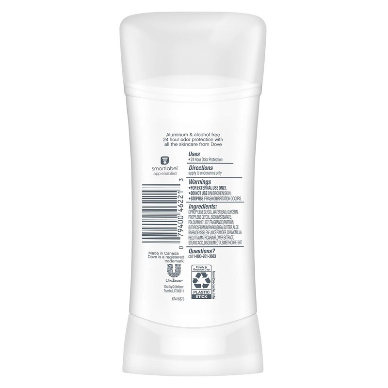 Dove 0% Aluminum Deodorant for Women Â¼ Moisturizers Cucumber & Green Tea with 24-Hour Odor Protection,2.6 Ounce (Pack of 3) - Image 4