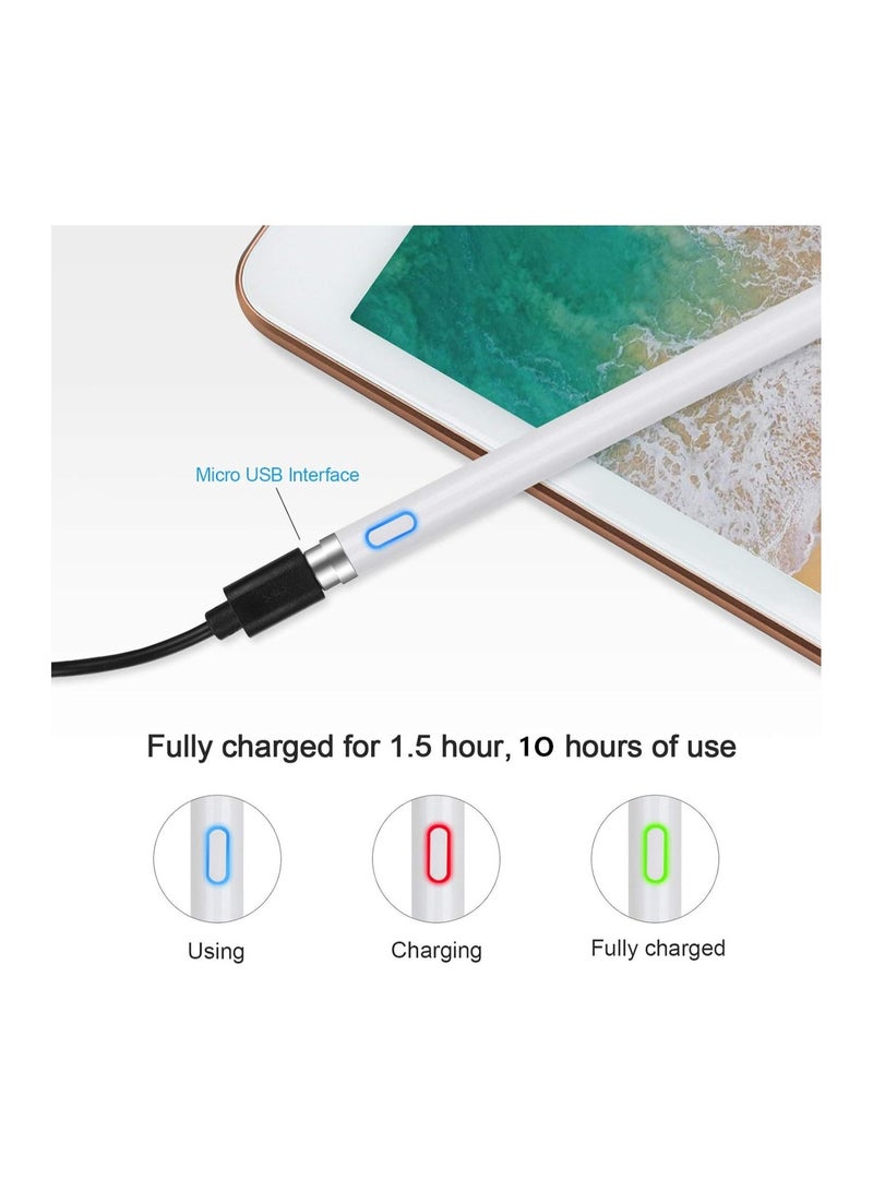 Stylus Pen for Touch Screens Rechargeable 1.2mm Fine Point Active Stylus Pen Smart Pencil Digital Compatible iPad and Most Tablet (White) - Image 4