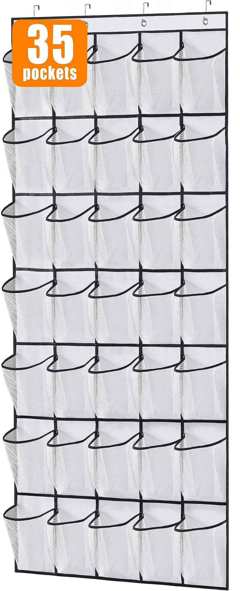 منظم الأحذية المعلق على الباب MISSLO 35 جيب كبير من قماش أوكسفورد المتين رف أحذية أبيض