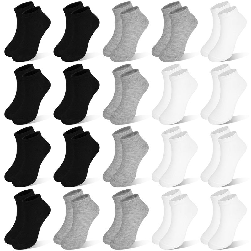 ZERULETS Kids Socks, 20 Pairs Low Cut Ankle Socks Short Athletic Socks for Boys Girls Toddler 1-13 Yearsï¼ˆBlack,White,Greyï¼Œ10-13 Yearsï¼‰ - Image 1