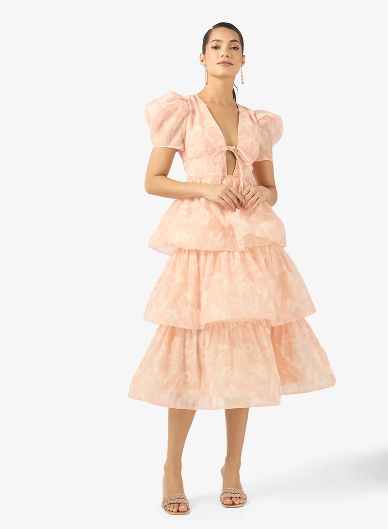 V-Neck Ruffle Dress