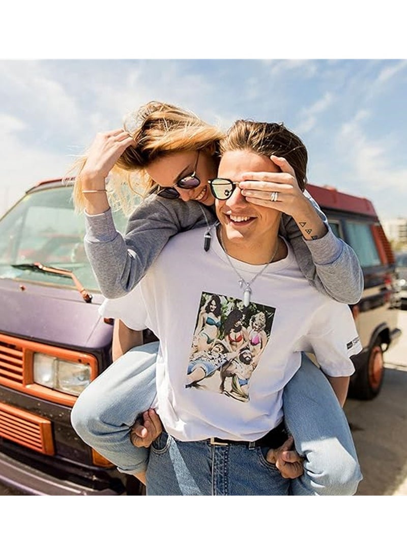 KASTWAVE BFF Necklace for 2 Crystal Charms Best Friend Necklace Pendant Friendship Necklace Heart Matching Necklace for Couples Gifts Black and White - Image 2